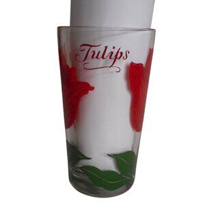 MCM Peanut Butter Drinking Juice Glass Boscul Tumbler Tulips Flowers Estate 5"